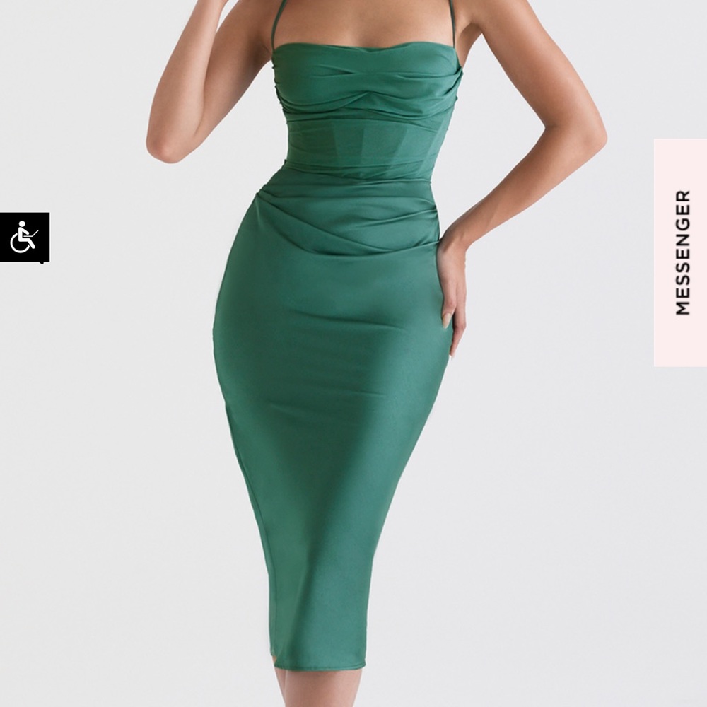 House of CB Teia Dress Forest Green